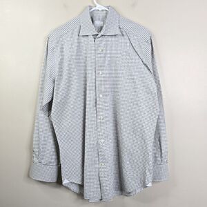 Mastai Ferretti Mens Long Sleeve Gingham Print Button Down Dress Shirt 16 - 41